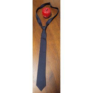 Navy Dark Blue Embossed Diagonal Diamond Pattern Boy's Tie Generic